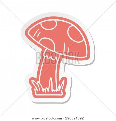 cartoon sticker of a toad stool