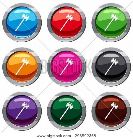 Poleaxe Set Icon Isolated On White. 9 Icon Collection Illustration