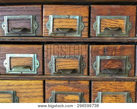 Fayetteville, Nc - Circa April 2019 : Antique Storage Pullout Drawers Organization Equipment