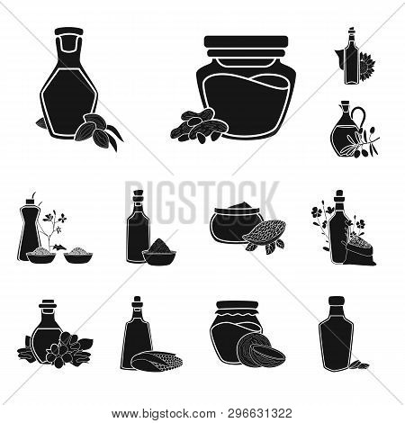 Vector Illustration Of Oil And Agriculture Logo. Collection Of Oil And Glass  Vector Icon For Stock.