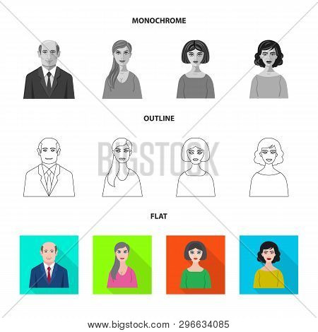 Vector Illustration Of Hairstyle And Profession  Logo. Set Of Hairstyle And Character  Vector Icon F