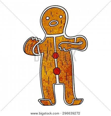 hand drawn textured cartoon doodle of a gingerbread man