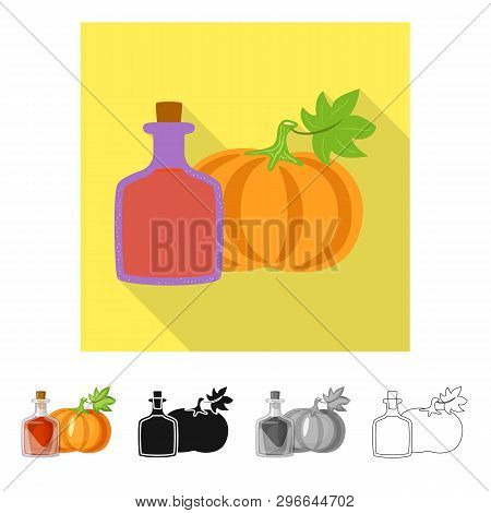 Vector Illustration Of Pumpkin  And Seed Icon. Set Of Pumpkin  And Diet Vector Icon For Stock.