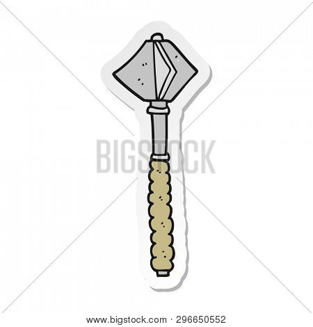 sticker of a cartoon medieval mace