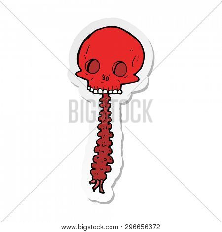 sticker of a spooky cartoon sull and spine