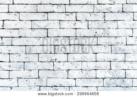 Wall Of Old White Brick, Grunge Style Background Texture, Can Use For Design