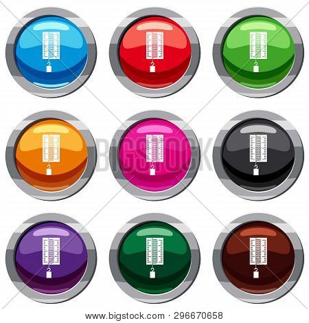 Physics Dynamometer For Laboratory Work Set Icon Isolated On White. 9 Icon Collection Illustration