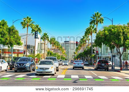 View Of The Fashionable Street Rodeo Drive In Hollywood, La.