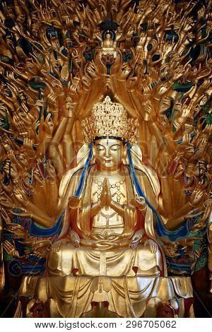 Guanyin statue in Dazu Rock Carvings as the World Heritage Site located in suburb Chongqing, China