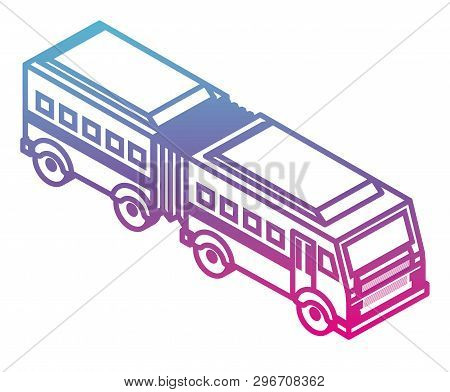 Articulated Bus Transport Isometric Icon Vector Illustration Design
