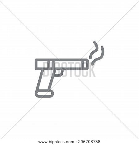 Gun No Smoking Outline Icon. Elements Of Smoking Activities Illustration Icon. Signs And Symbols Can