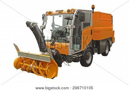 Powerful Small Snowthrower  Isolated On A White Background