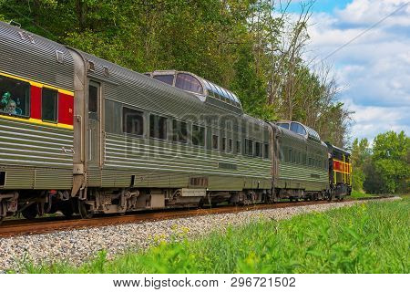 Brecksville, Oh - September 29, 2018: California Zephyr Coaches, Vintage Luxury Passenger Train Cars