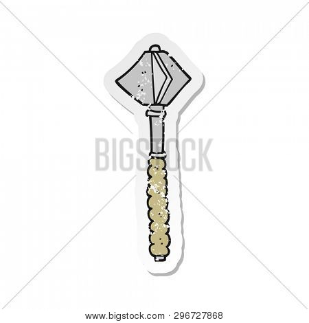 retro distressed sticker of a cartoon medieval mace