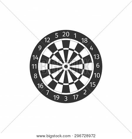Classic Darts Board With Twenty Black And White Sectors Icon Isolated. Dart Board Sign. Dartboard Si