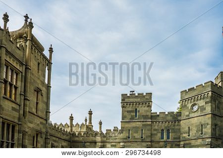 Facade Of Vorontsov Palace In Crimea, Closeup.
