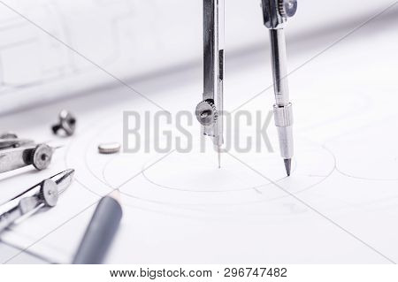 Compasses And Several Drawing Tools Available In The Drawings
