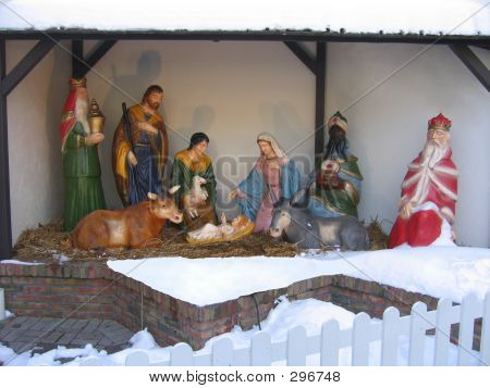 Snowy Manger Scene