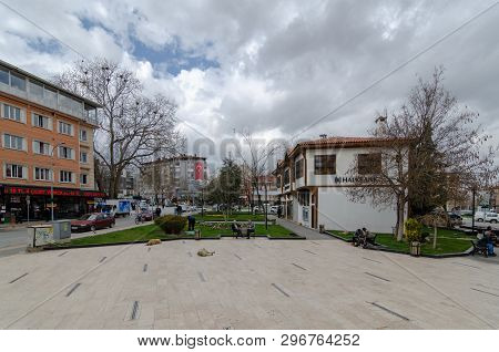 Kutahya / Turkey-april 08,2019: Historic Pink Pavilion  In Kutahya Victory Square.it Was Restored An
