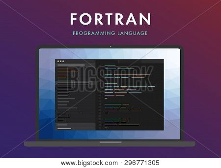 Fortran Programming Language. Learning Concept On The Laptop Screen Code Programming. Command Line I