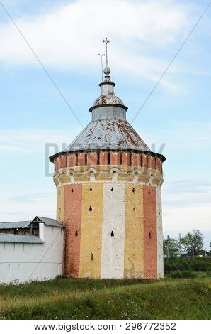 Color Tower Of Ancient Spaso-prilutsky (savior-priluki) Monastery In Vologda, North Russia