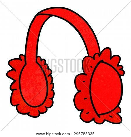 hand drawn textured cartoon doodle of pink ear muff warmers