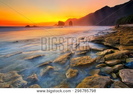 Majestic Moment At Papuma Beach,indonesia