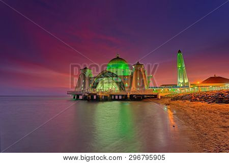 Malacca Straits Mosque ( Masjid Selat Melaka), It Is A Mosque Located On The Man-made Malacca Island