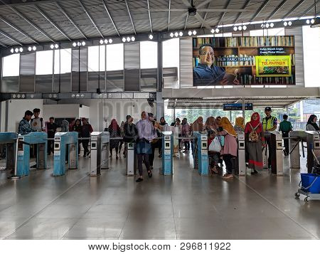 Jakarta, Indonesia - April 7, 2019: Crowd Of People Coming And Going At Tanah Abang Station.