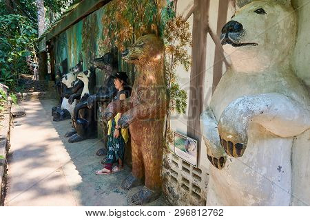 Women Visit The Bear Rescue Center Free The Bears In Kuangsi, Close To Luang Prabang, Laos.