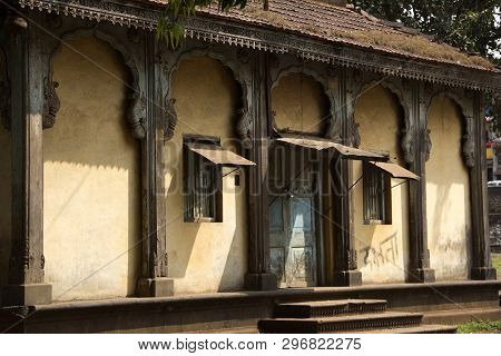 Close-up Of Facade Of Old Structure For Last Rituals Of People From Royal Bhosale Family Of Kolhapur