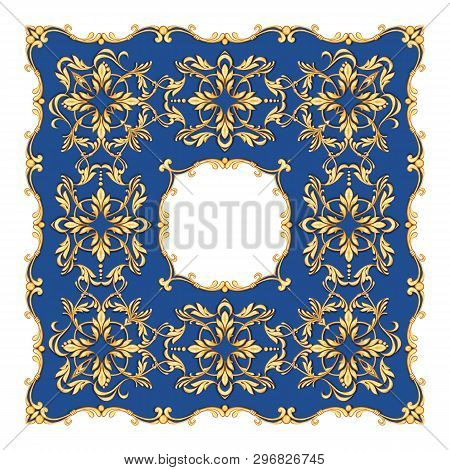 Golden Baroque Frame. Square Compozition With Golden Elements