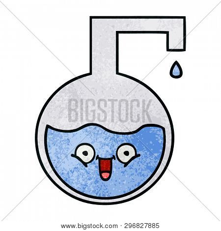 retro grunge texture cartoon of a science bottle