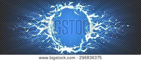Lightning Effect Isolated On Transparent Background. Vector Illustration With Bright Thunderstorms A