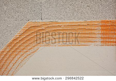 House Wall Renovation, Insualtion With Glue Plastering Layers,  Reinforcment Mesh, Aerated Concrete 