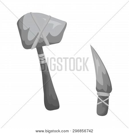 Isolated Object Of Prehistoric And Weapon Logo. Set Of Prehistoric And Flint Stock Symbol For Web.