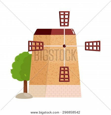 Vector Design Of Mill And Wind Icon. Set Of Mill And Rural Vector Icon For Stock.