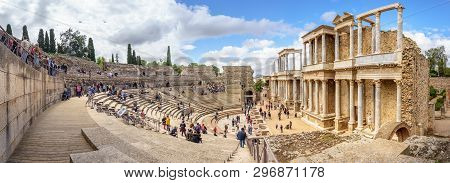Merida, Spain. April 2019: Antique Roman Theatre In Merida, Spain.