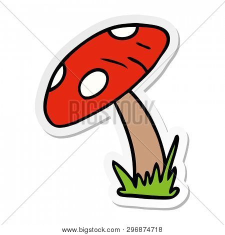 hand drawn sticker cartoon doodle of a toad stool