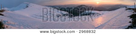 Sunrise vinter bjerg Panorama