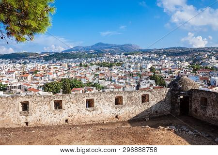Rethymnon, Crete, Greece - August 15, 2015: View From The Fortress Of Fortezza To The City Of Rethym