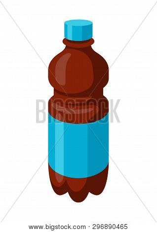 Illustration Of Stylized Bottle Of Soda Or Cola In Plastic Tarre. Fast Food Meal. Isolated On White 