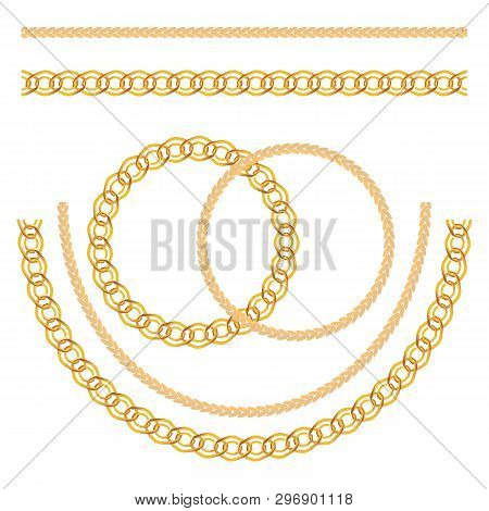 Gold Chain Jewelry Seamless Pattern Background.  Illustration.