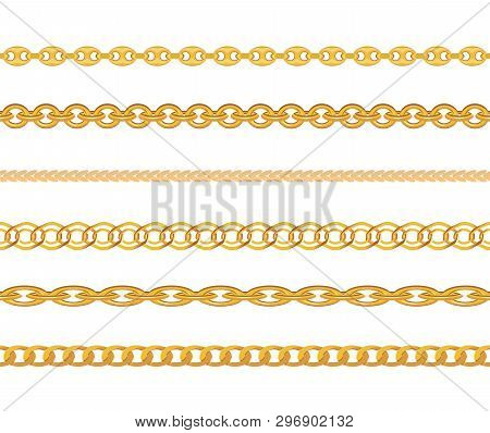 Gold Chain Jewelry Seamless Pattern Background.  Illustration.
