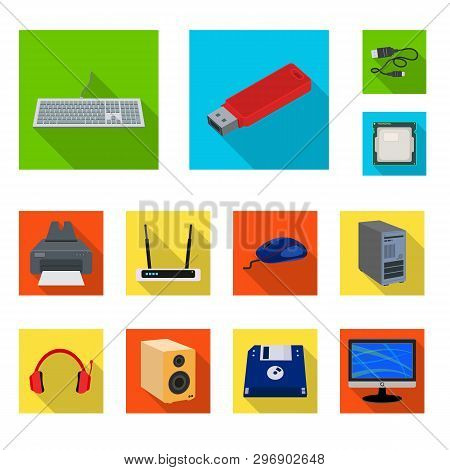 Isolated Object Of Laptop And Device Sign. Collection Of Laptop And Server Vector Icon For Stock.
