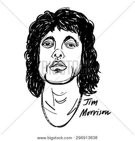 Jim Morrison Cartoon Illustration Black And White