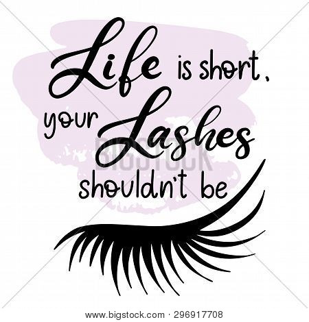 Lashes Lettering Vector Illustration For Beauty Salon, Fashion Blog, Logo, False Eyelashes Extension