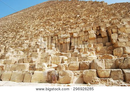 Close-up On The Pyramid Of Kefren In Cairo, Giza, Egypt