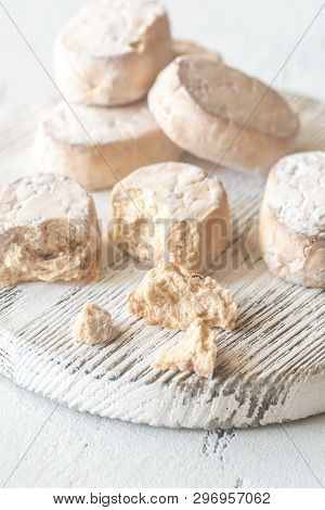 Polvoron - Spanish Shortbread On The White Wooden Board