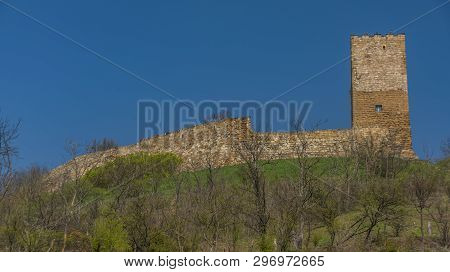 Castle Gleichen In Germany With Blue Sky And Green Grass In Spring Time